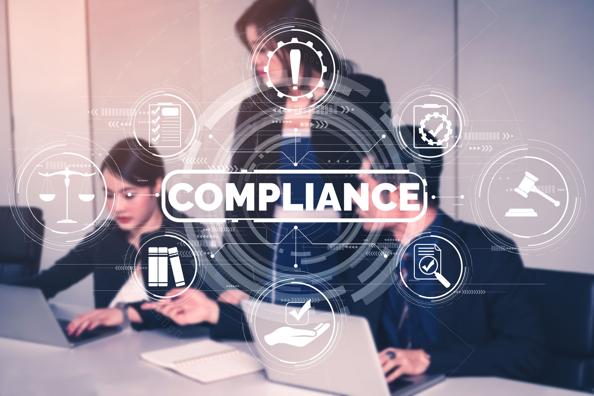 Compliance rule law and regulation graphic interface for business quality policy